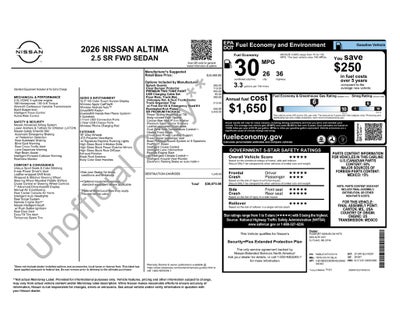 2026 Nissan Altima 2.5 SR