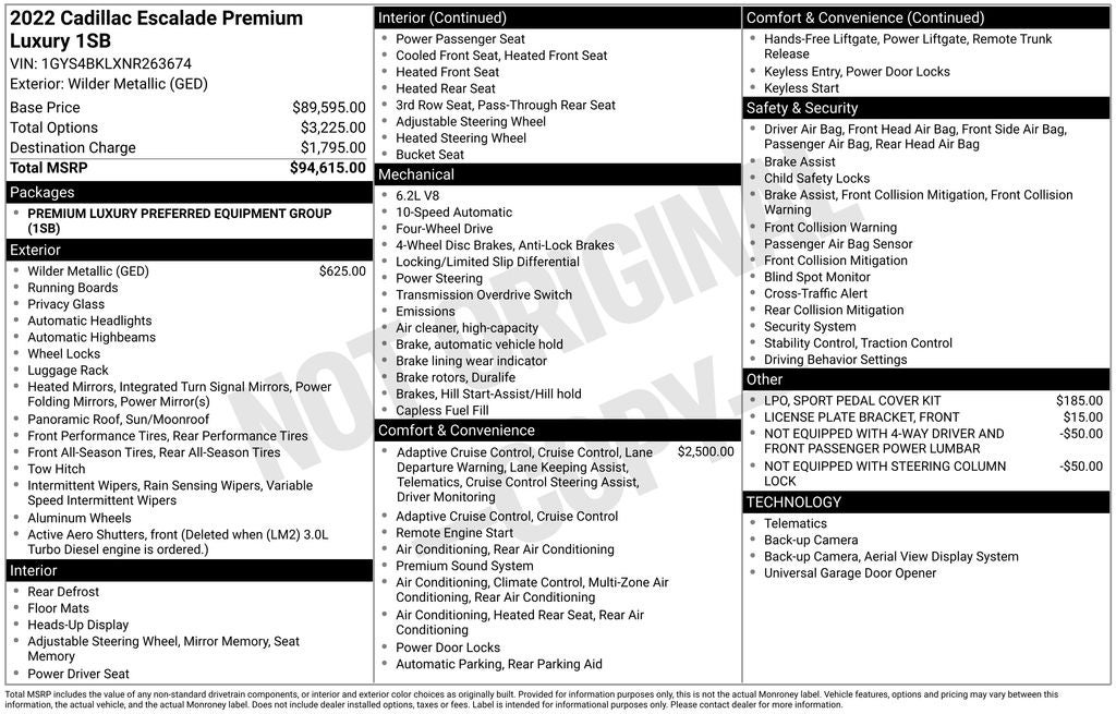 2022 Cadillac Escalade Premium Luxury