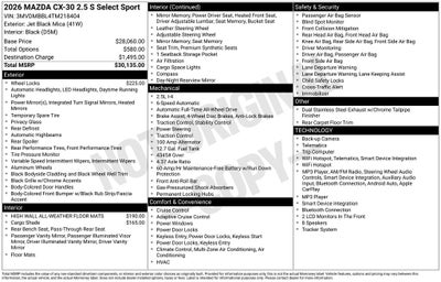 2026 Mazda Mazda CX-30 2.5 S Select Sport AWD