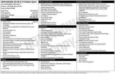 2026 Mazda Mazda CX-30 2.5 S Select Sport AWD