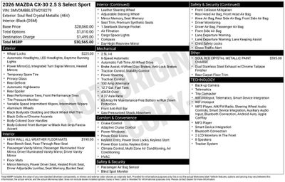 2026 Mazda Mazda CX-30 2.5 S Select Sport AWD