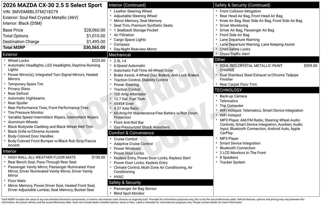 2026 Mazda Mazda CX-30 2.5 S Select Sport AWD