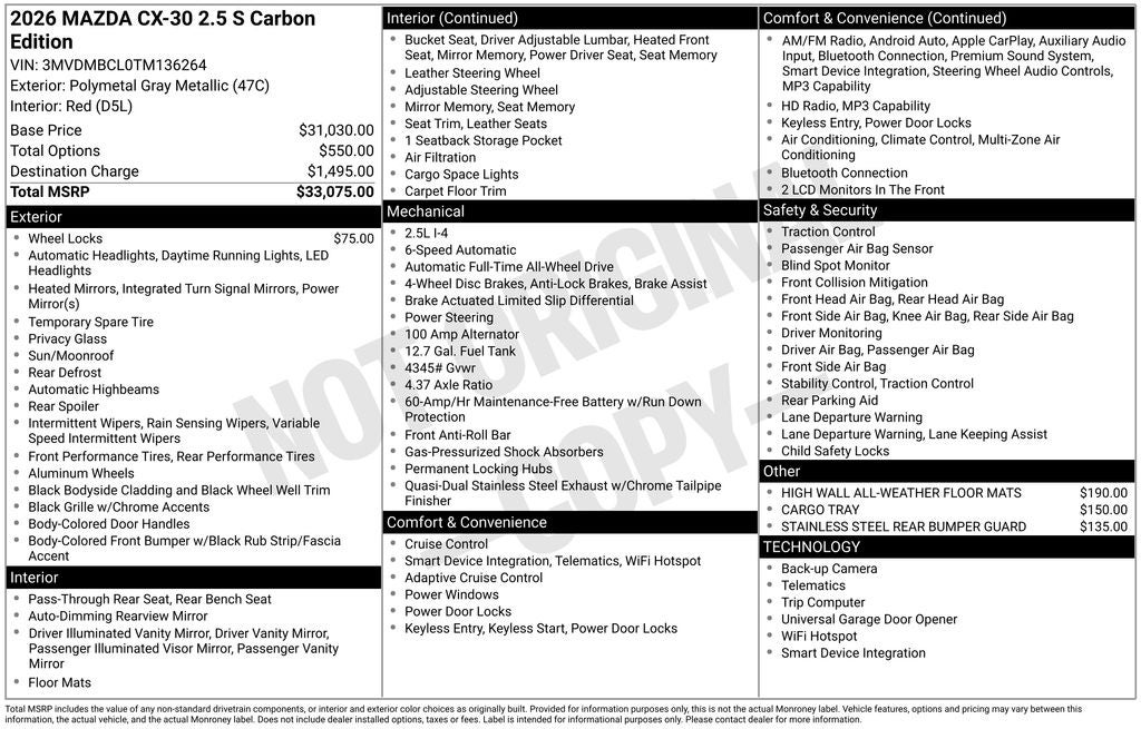 2026 Mazda Mazda CX-30 2.5 S Carbon Edition AWD