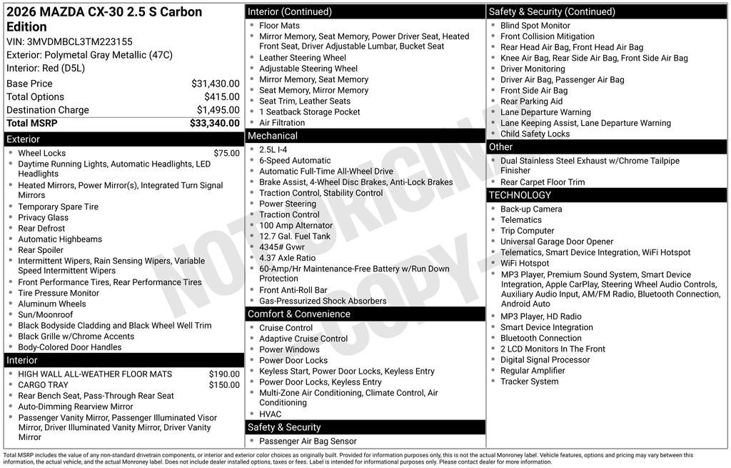 2026 Mazda Mazda CX-30 2.5 S Carbon Edition AWD