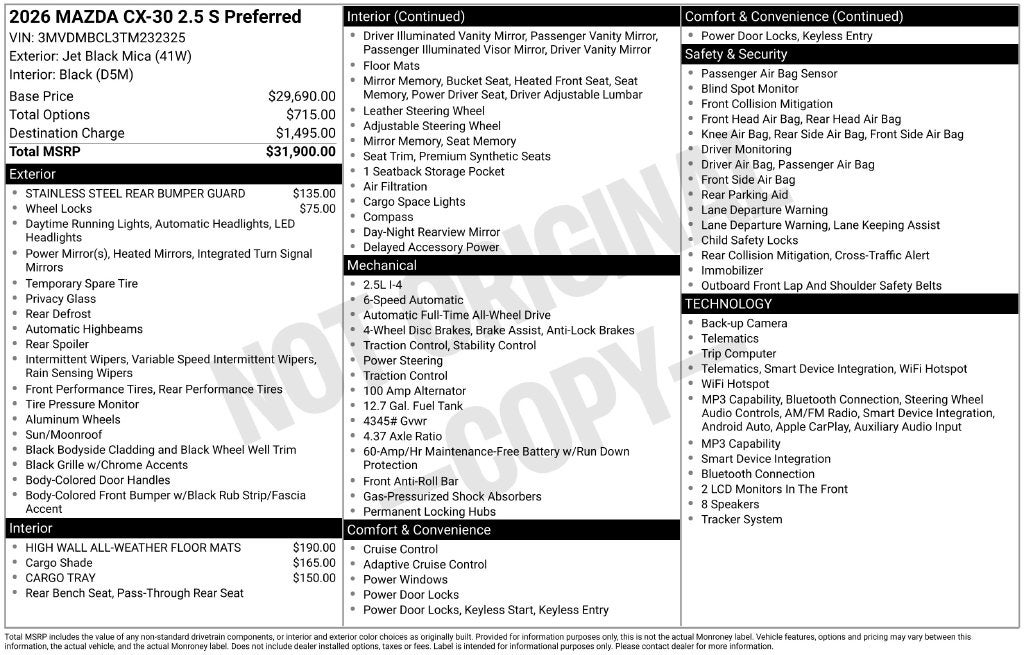 2026 Mazda Mazda CX-30 2.5 S Preferred AWD