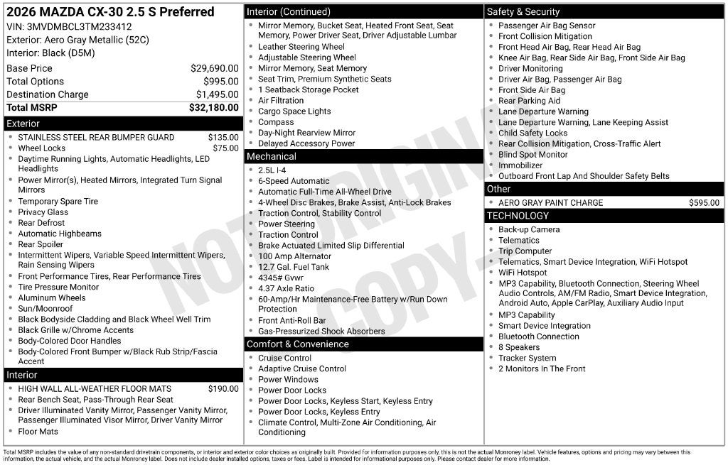 2026 Mazda Mazda CX-30 2.5 S Preferred AWD