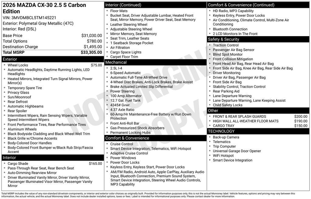 2026 Mazda Mazda CX-30 2.5 S Carbon Edition AWD