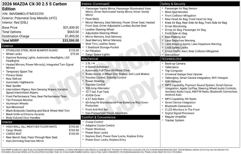 2026 Mazda Mazda CX-30 2.5 S Carbon Edition AWD