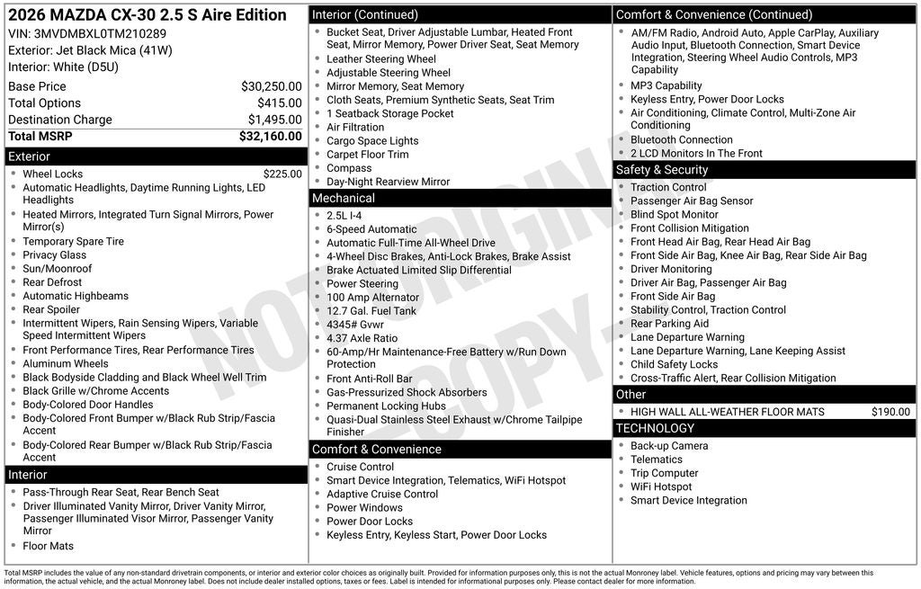 2026 Mazda Mazda CX-30 2.5 S Aire Edition