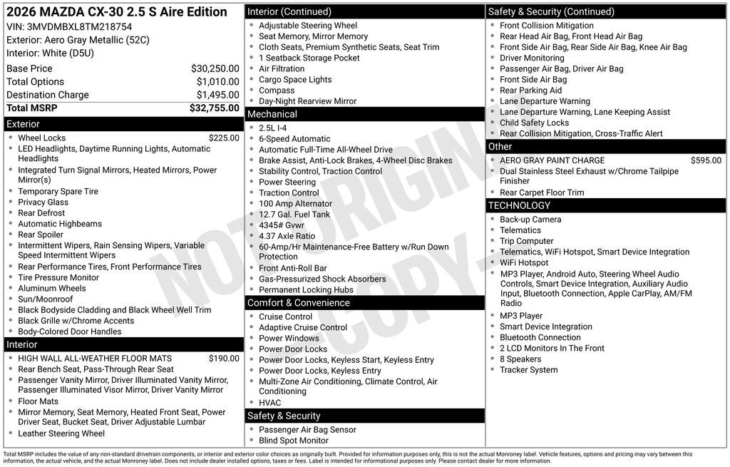 2026 Mazda Mazda CX-30 2.5 S Aire Edition