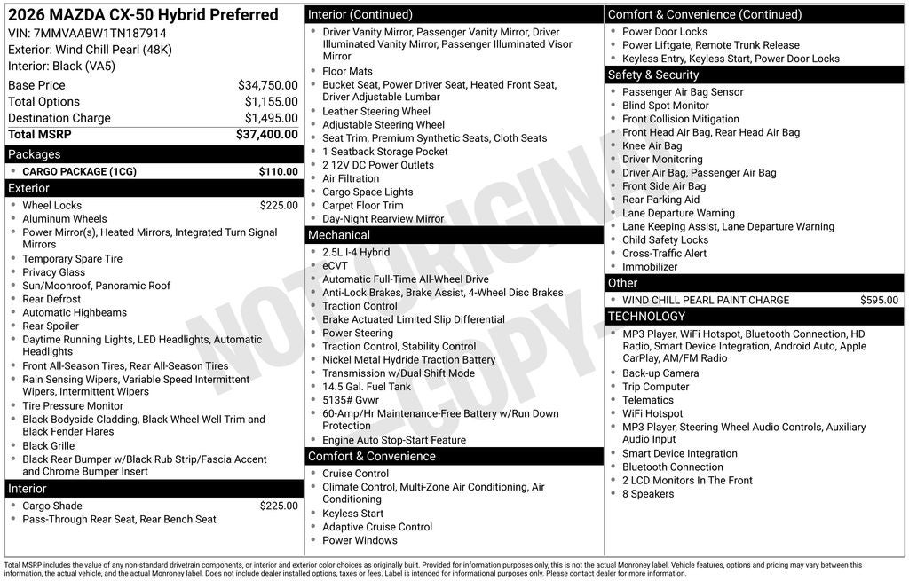 2026 Mazda Mazda CX-50 Hybrid Preferred AWD
