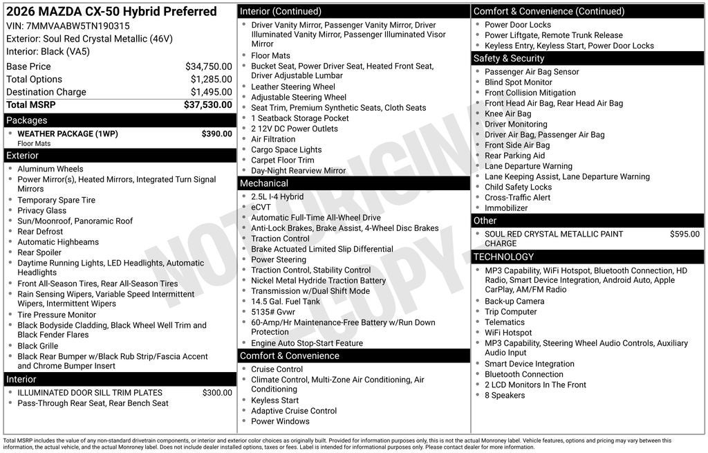 2026 Mazda Mazda CX-50 Hybrid Preferred AWD