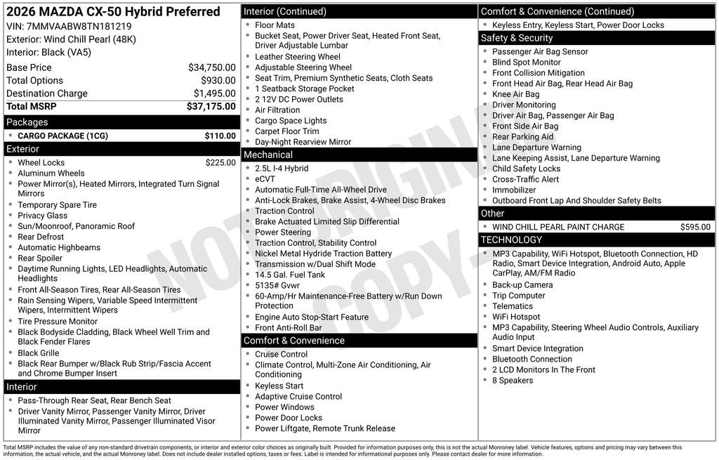 2026 Mazda Mazda CX-50 Hybrid Preferred AWD