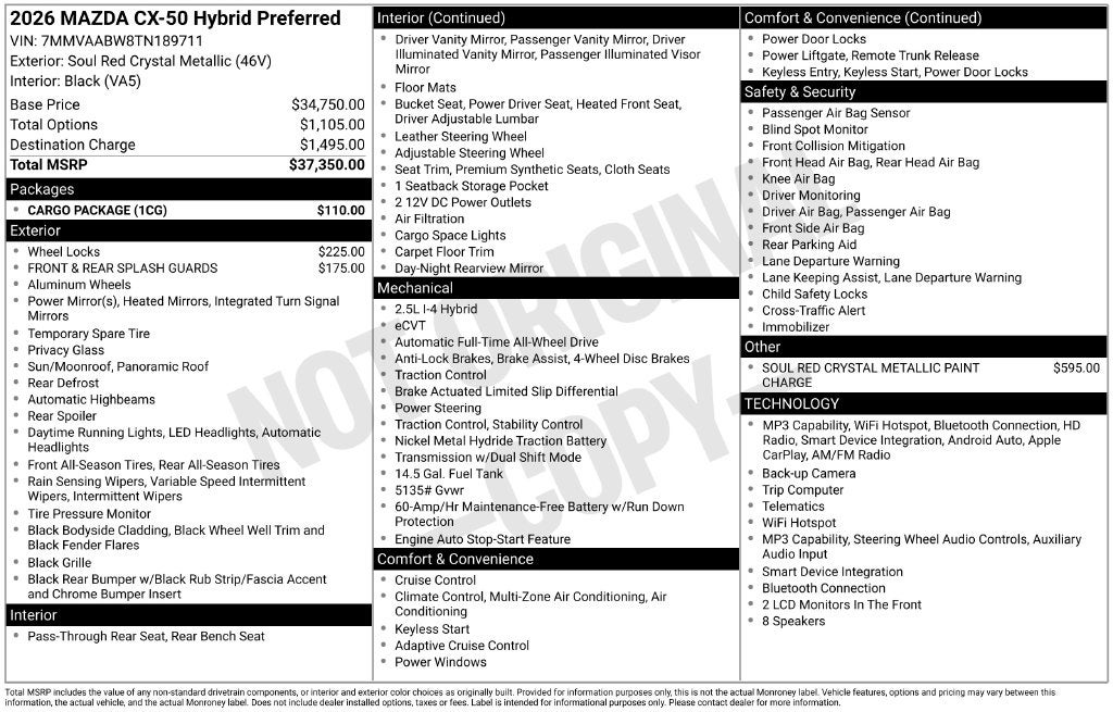 2026 Mazda Mazda CX-50 Hybrid Preferred AWD