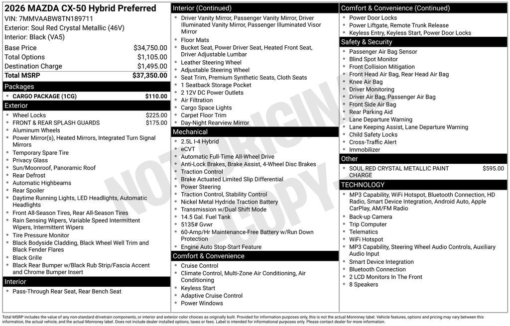2026 Mazda Mazda CX-50 Hybrid Preferred AWD
