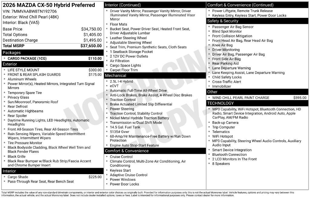 2026 Mazda Mazda CX-50 Hybrid Preferred AWD
