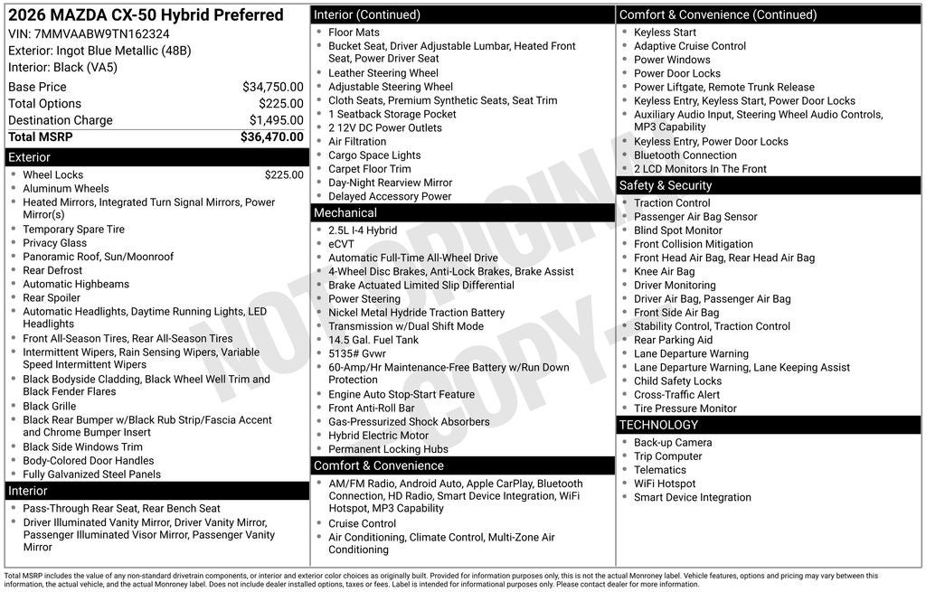 2026 Mazda Mazda CX-50 Hybrid Preferred AWD