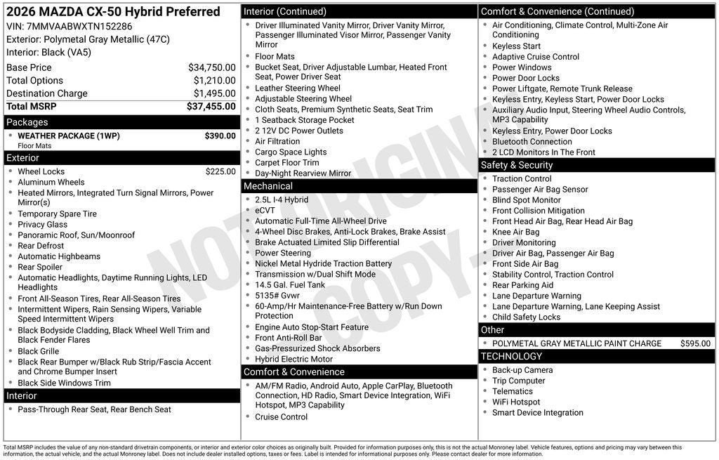 2026 Mazda Mazda CX-50 Hybrid Preferred AWD