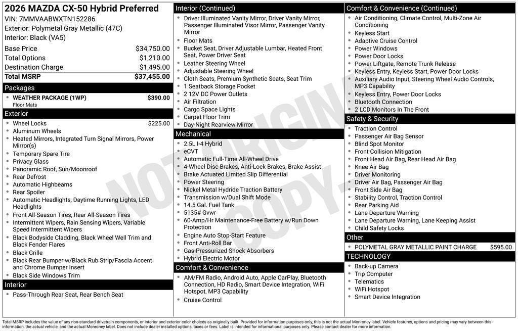2026 Mazda Mazda CX-50 Hybrid Preferred AWD