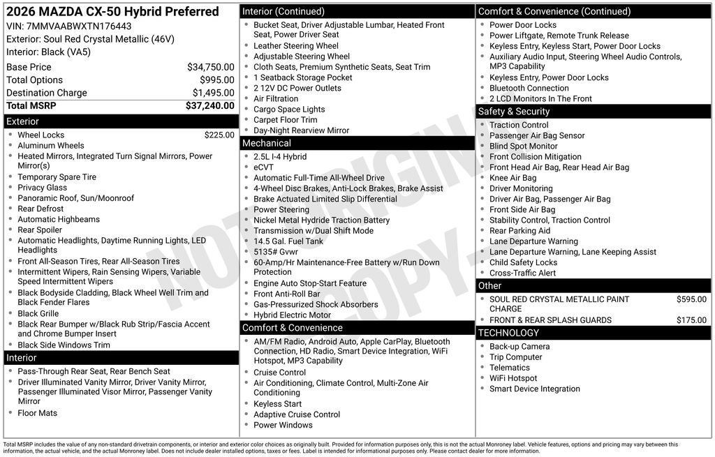 2026 Mazda Mazda CX-50 Hybrid Preferred AWD