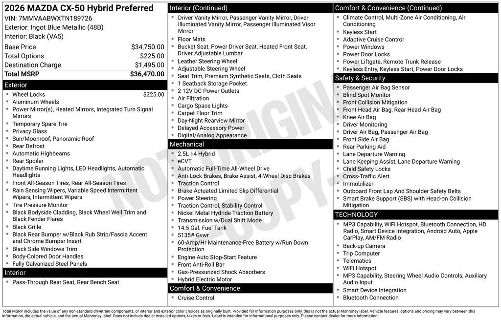 2026 Mazda Mazda CX-50 Hybrid Preferred AWD