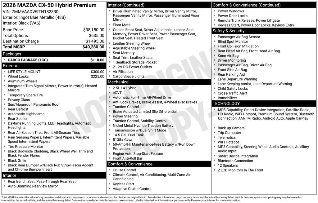 2026 Mazda Mazda CX-50 Hybrid Premium AWD