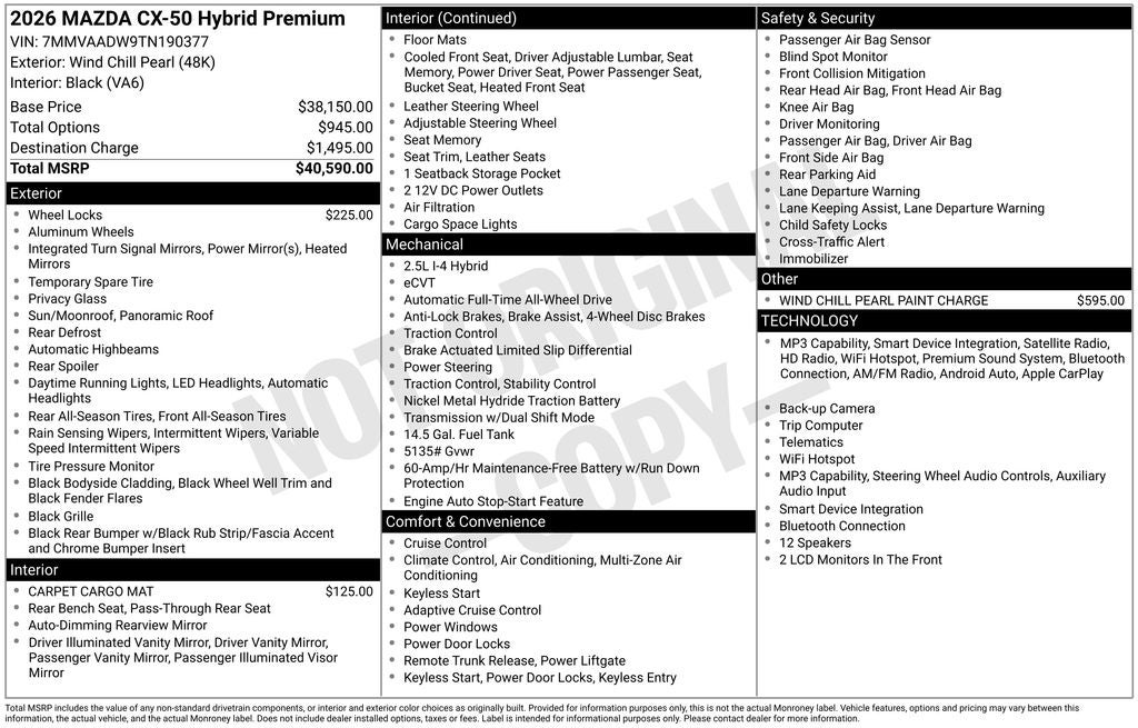 2026 Mazda Mazda CX-50 Hybrid Premium AWD