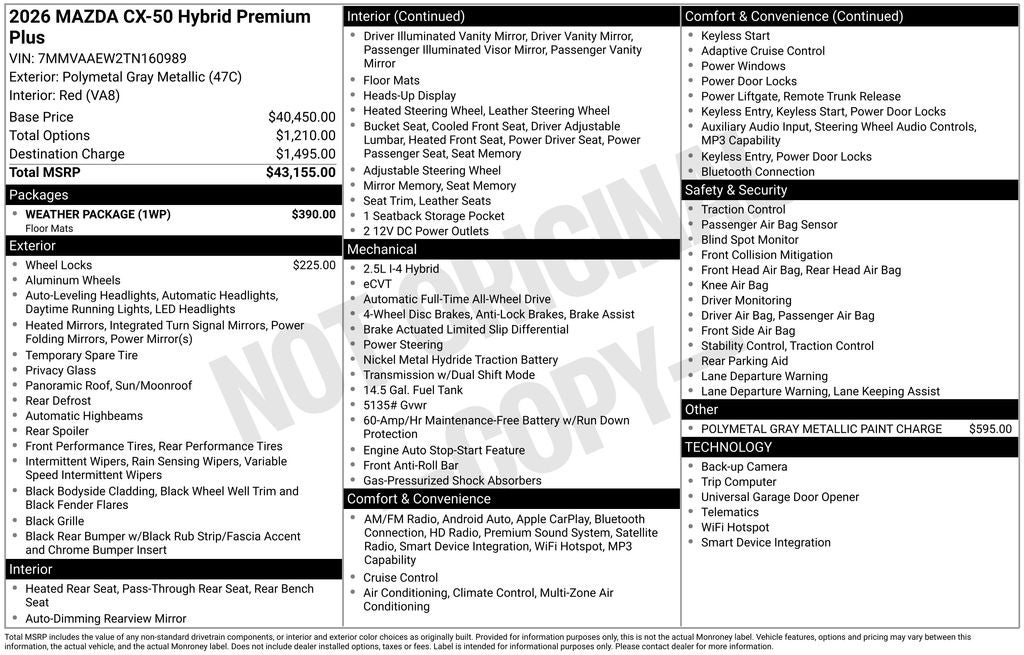 2026 Mazda Mazda CX-50 Hybrid Premium Plus