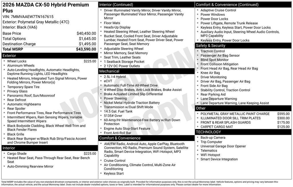 2026 Mazda Mazda CX-50 Hybrid Premium Plus AWD