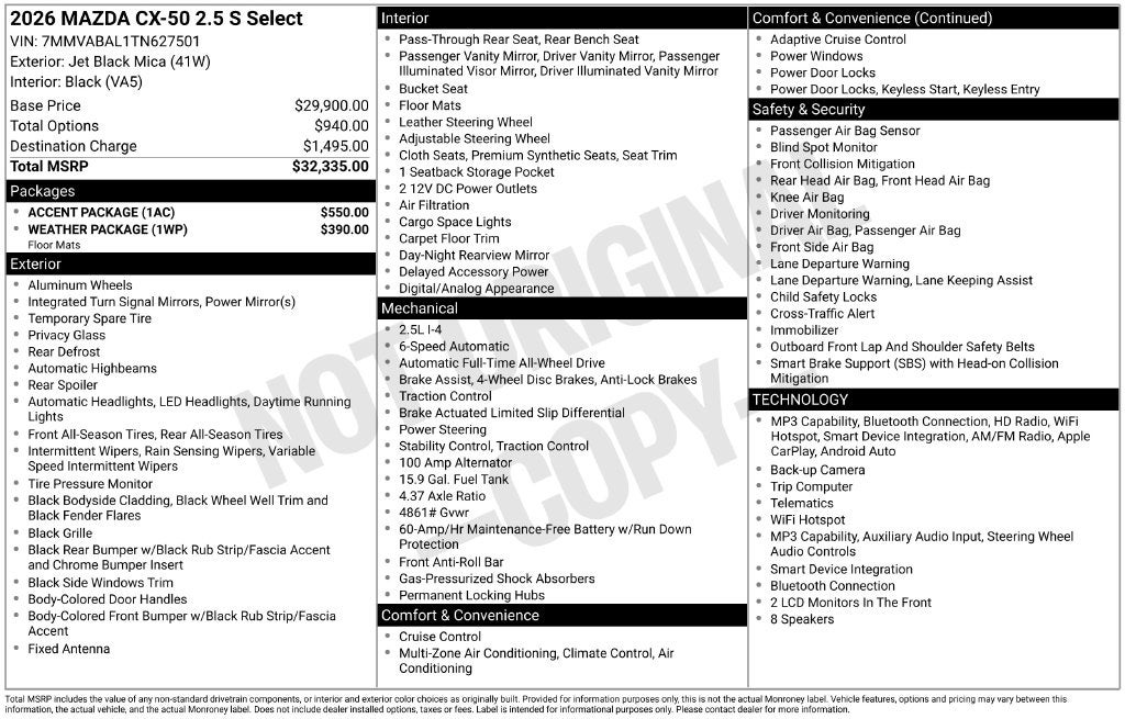 2026 Mazda Mazda CX-50 2.5 S Select AWD
