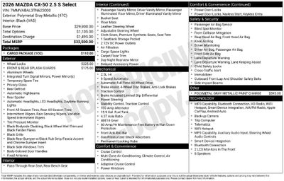 2026 Mazda Mazda CX-50 2.5 S Select AWD