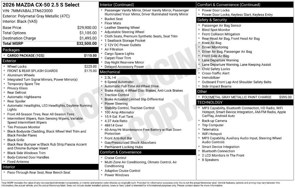 2026 Mazda Mazda CX-50 2.5 S Select AWD
