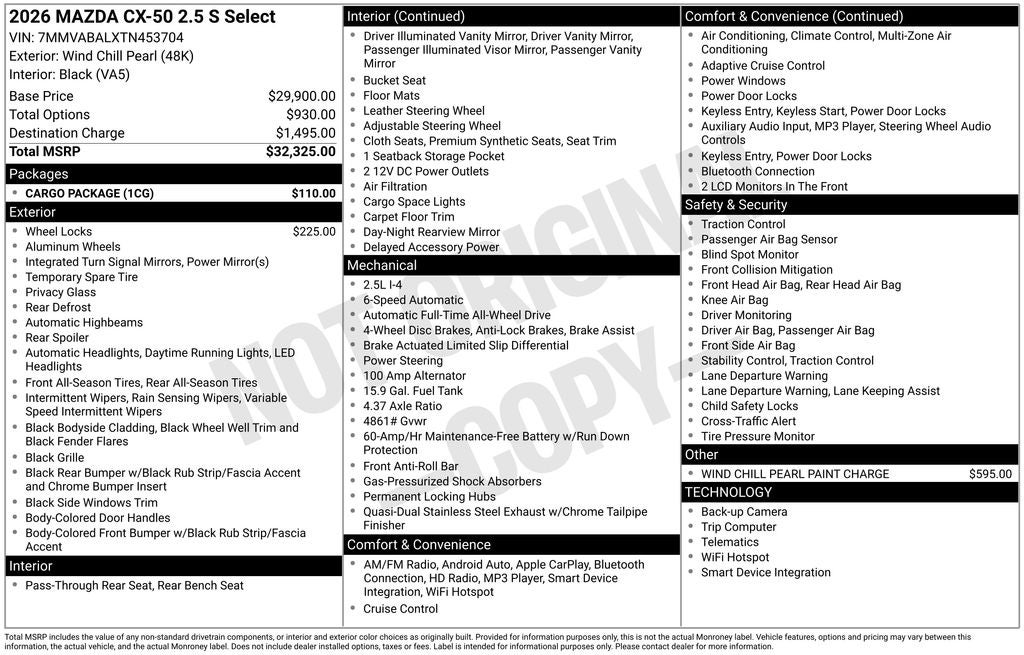 2026 Mazda Mazda CX-50 2.5 S Select AWD