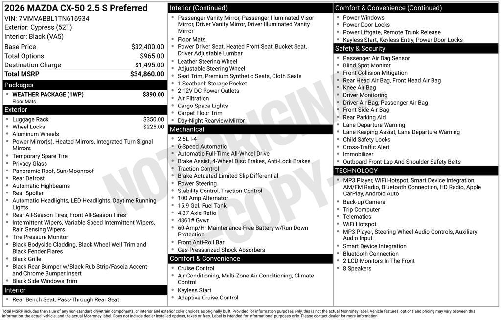 2026 Mazda Mazda CX-50 2.5 S Preferred AWD
