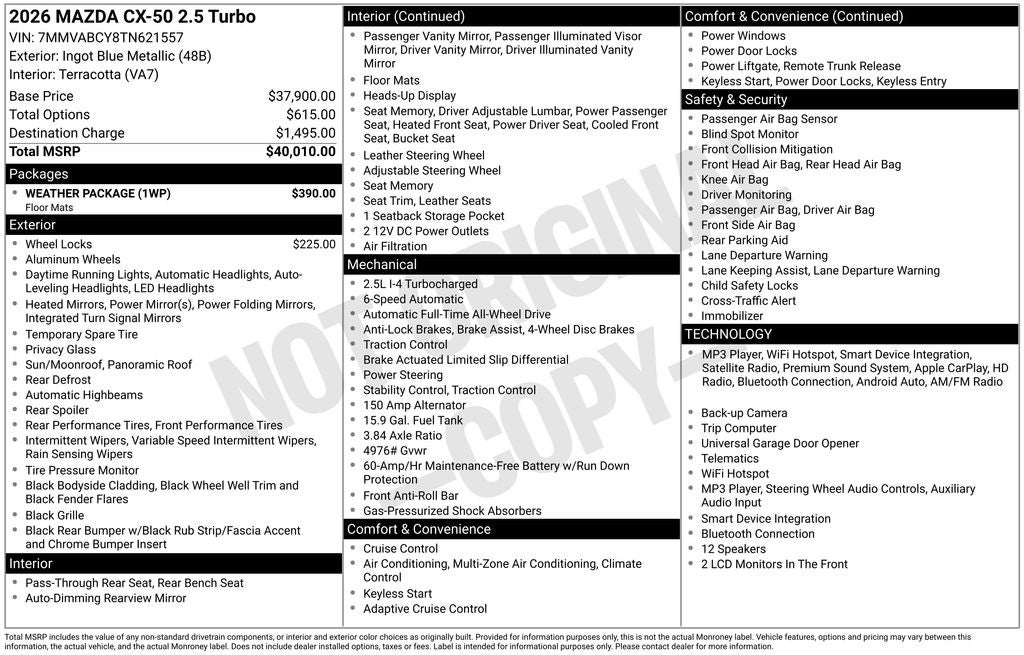 2026 Mazda Mazda CX-50 2.5 Turbo AWD