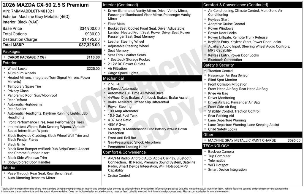 2026 Mazda Mazda CX-50 2.5 S Premium AWD
