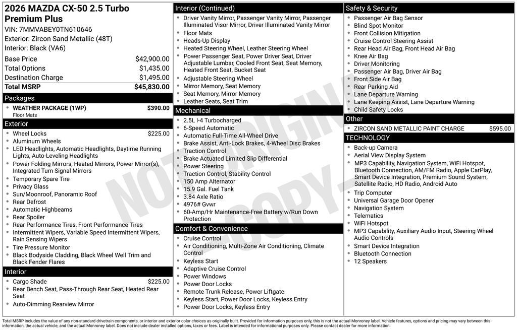 2026 Mazda Mazda CX-50 2.5 Turbo Premium Plus AWD
