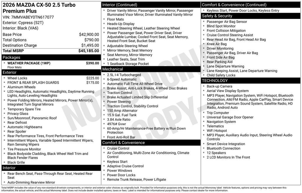 2026 Mazda Mazda CX-50 2.5 Turbo Premium Plus AWD