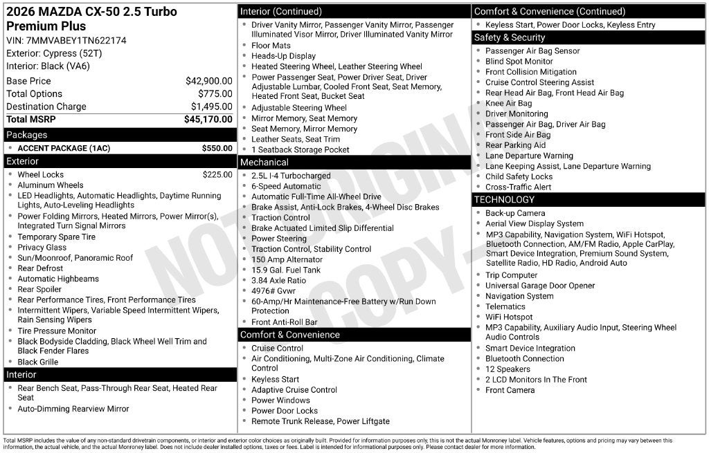 2026 Mazda Mazda CX-50 2.5 Turbo Premium Plus AWD