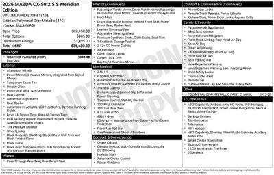 2026 Mazda Mazda CX-50 2.5 S Meridian Edition AWD