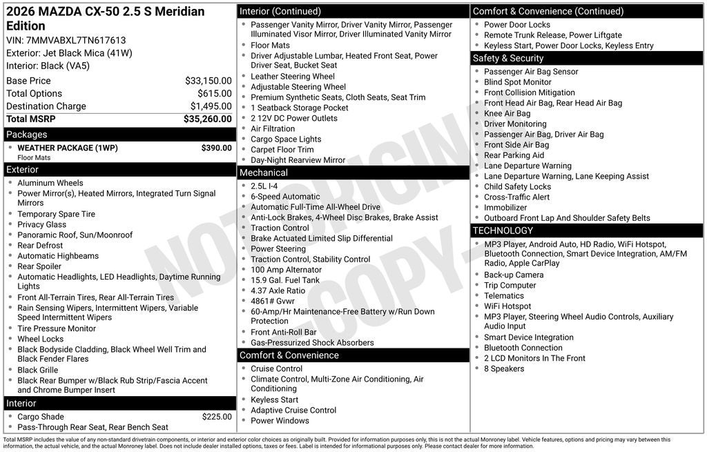 2026 Mazda Mazda CX-50 2.5 S Meridian Edition AWD