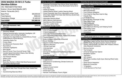 2026 Mazda Mazda CX-50 2.5 Turbo Meridian Edition AWD