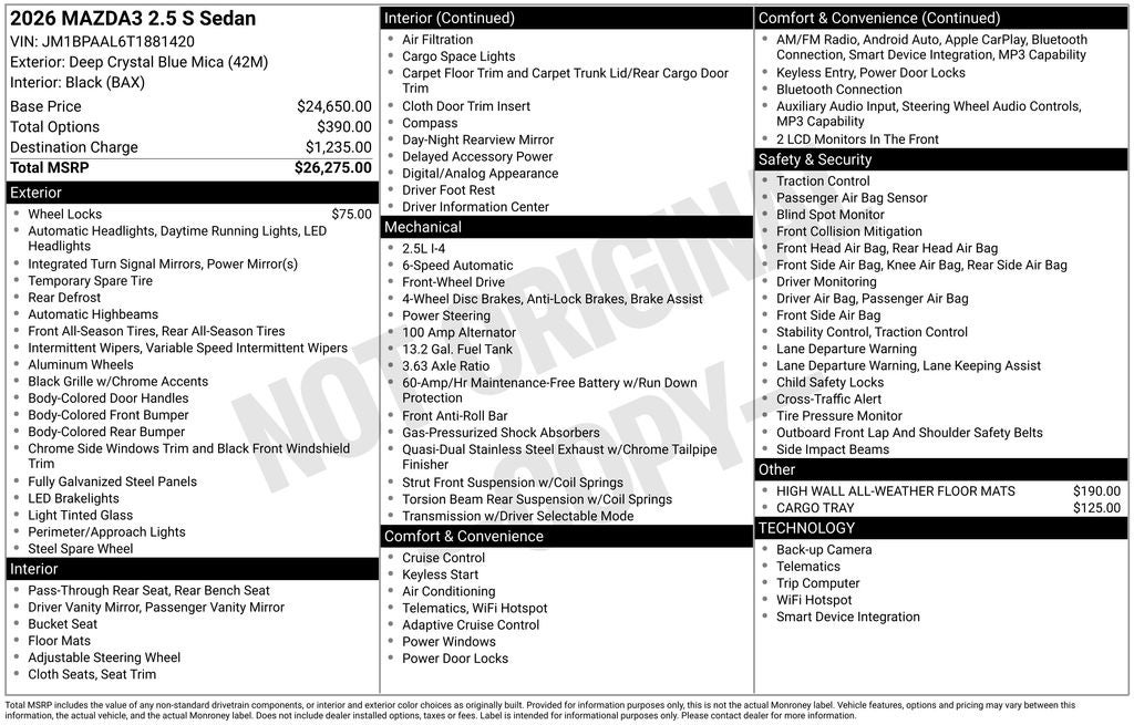 2026 Mazda Mazda3 Sedan 2.5 S