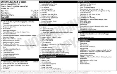 2026 Mazda Mazda3 Sedan 2.5 S