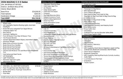 2026 Mazda Mazda3 Sedan 2.5 S