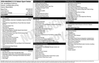 2026 Mazda Mazda3 Sedan 2.5 S Select Sport