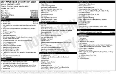 2026 Mazda Mazda3 Sedan 2.5 S Select Sport