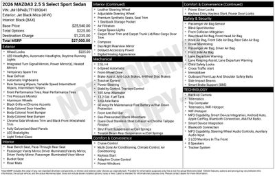 2026 Mazda Mazda3 Sedan 2.5 S Select Sport