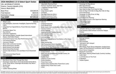 2026 Mazda Mazda3 Sedan 2.5 S Select Sport