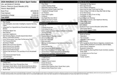 2026 Mazda Mazda3 Sedan 2.5 S Select Sport